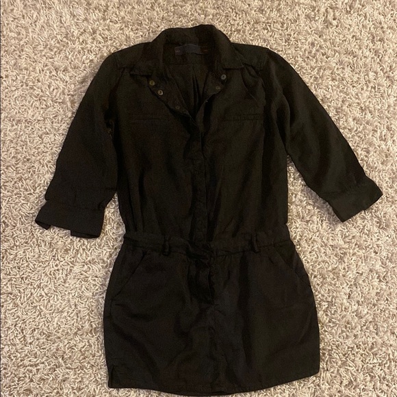 Etienne Marcel Shirt Dress Collared Button Sleeve Pockets Black Size XS - Picture 2 of 10